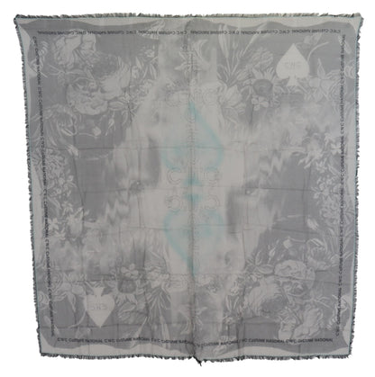 Costume National Scialle con stampa grigia Foulard con frange