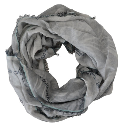 Costume National Scialle con stampa grigia Foulard con frange