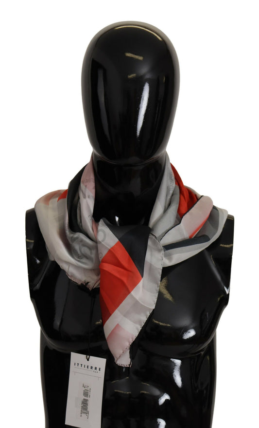Sciarpa foulard in seta grigio-rossa Costume National