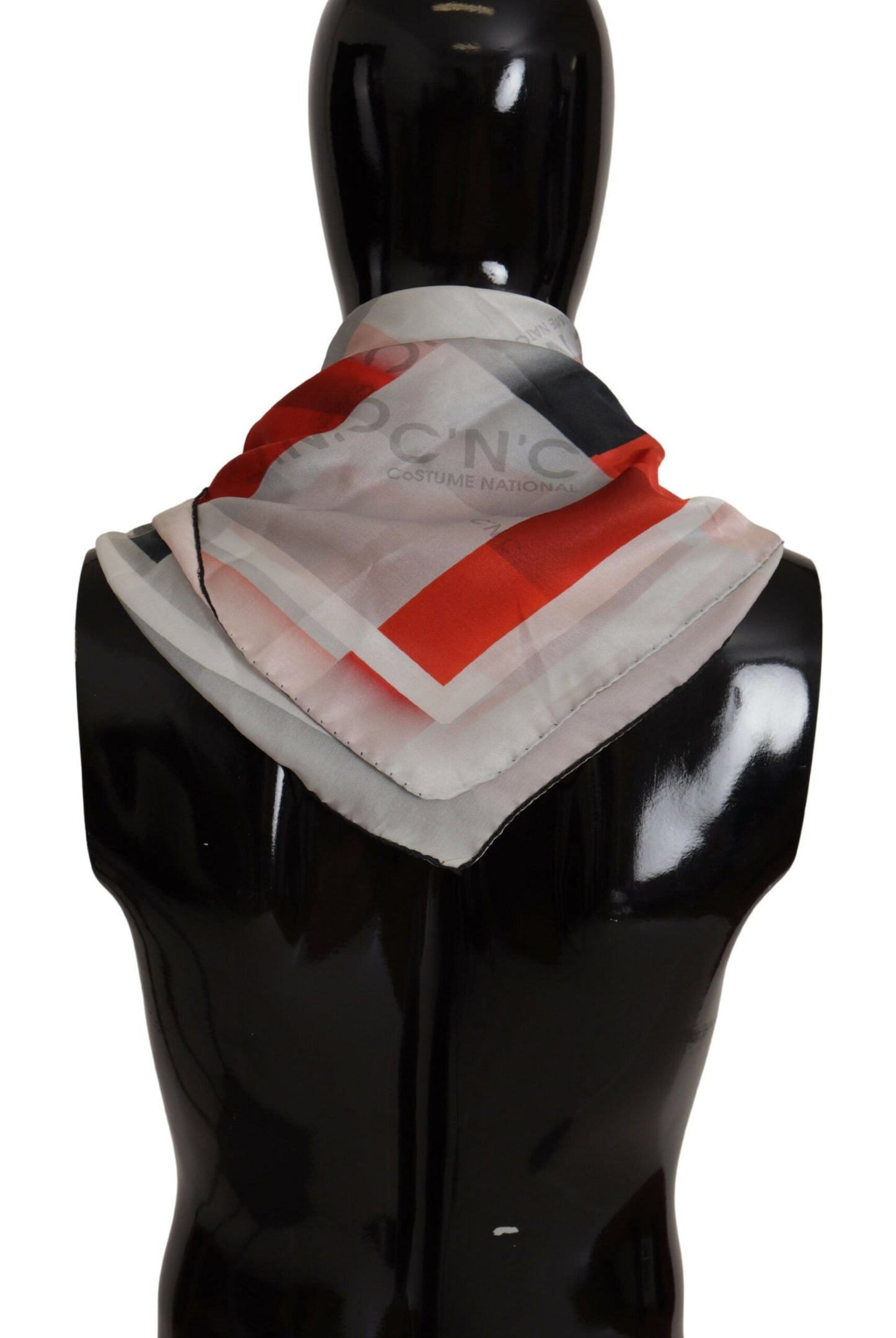 Sciarpa foulard in seta grigio-rossa Costume National