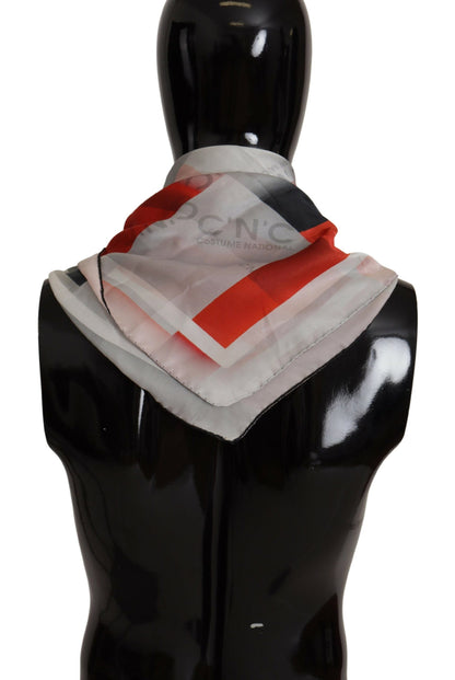 Sciarpa foulard in seta grigio-rossa Costume National
