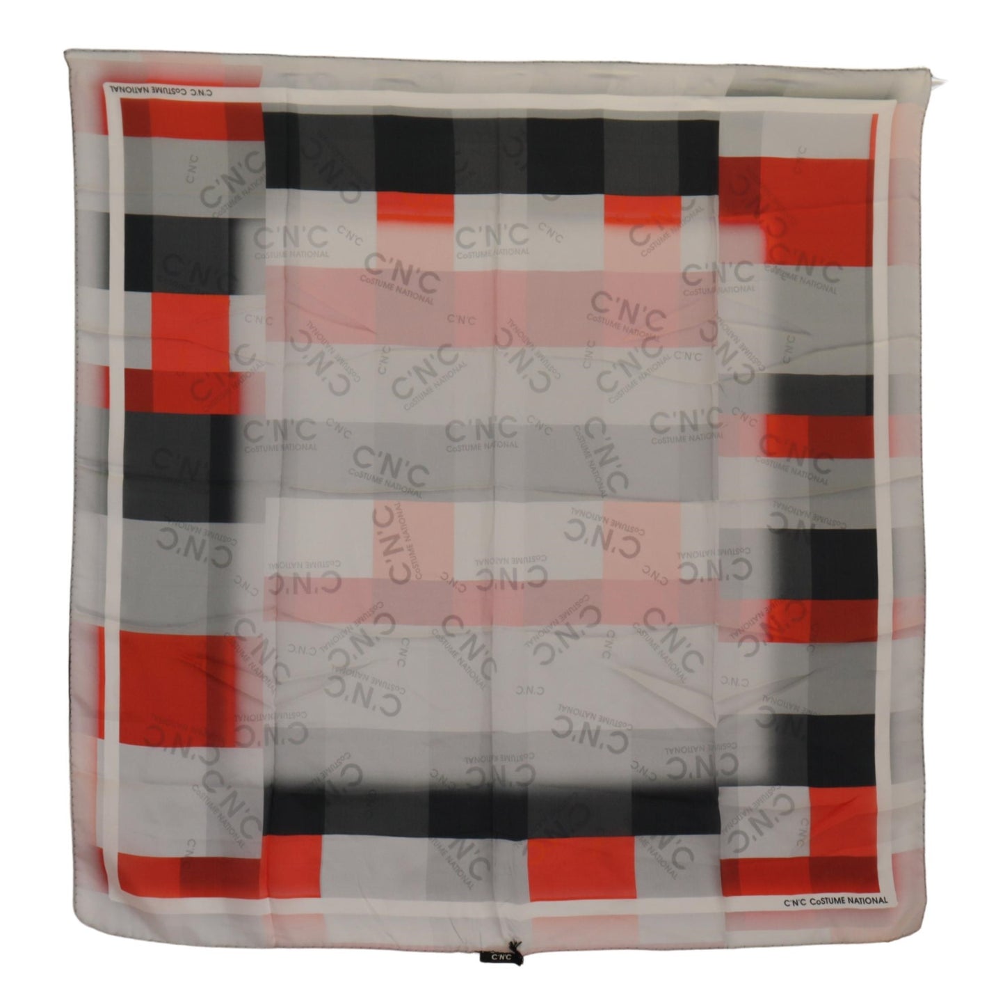 Sciarpa foulard in seta grigio-rossa Costume National