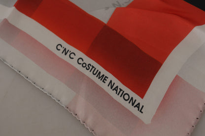 Sciarpa foulard in seta grigio-rossa Costume National