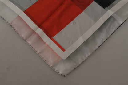 Sciarpa foulard in seta grigio-rossa Costume National