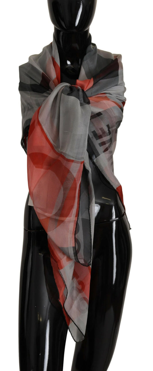 Sciarpa foulard scialle grigio rosso Costume National