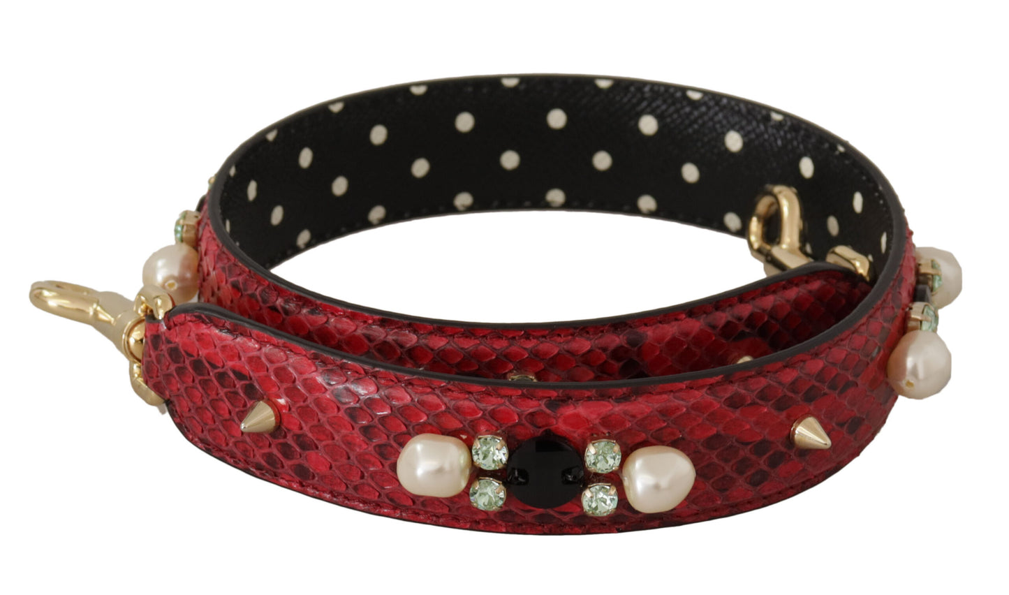 Borsa a tracolla Dolce &amp; Gabbana in pelle esotica rossa con cristalli
