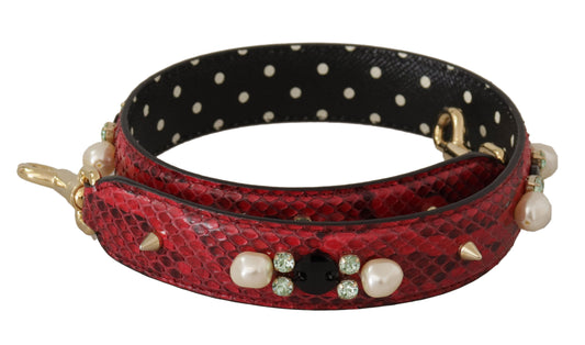 Borsa a tracolla Dolce &amp; Gabbana in pelle esotica rossa con cristalli