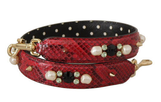 Borsa a tracolla Dolce &amp; Gabbana in pelle esotica rossa con cristalli