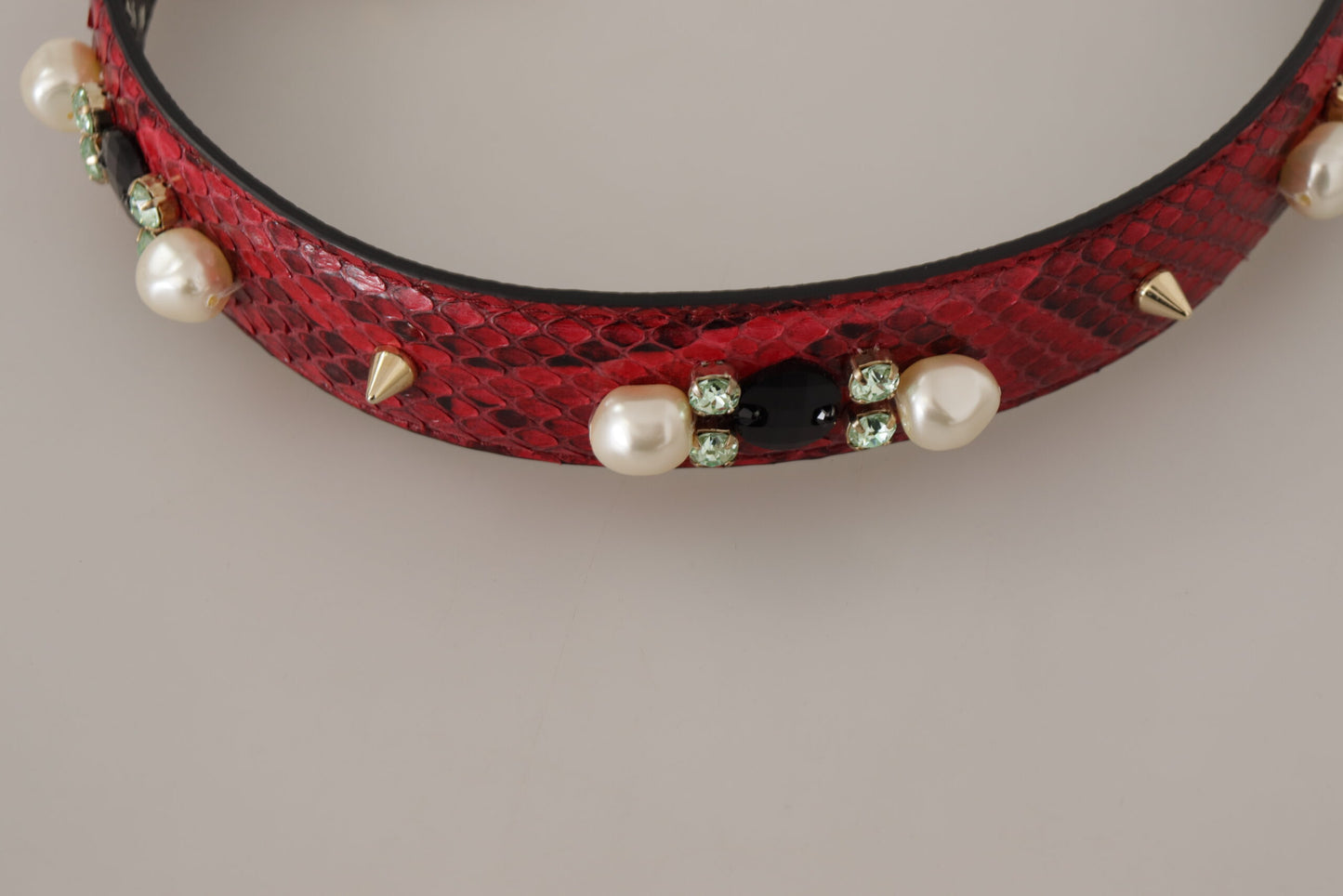 Borsa a tracolla Dolce &amp; Gabbana in pelle esotica rossa con cristalli