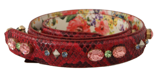 Tracolla reversibile Dolce &amp; Gabbana in pelle esotica rossa con cristalli