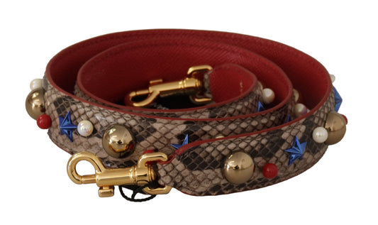 Tracolla borchiata in pelle di pitone marrone Dolce &amp; Gabbana
