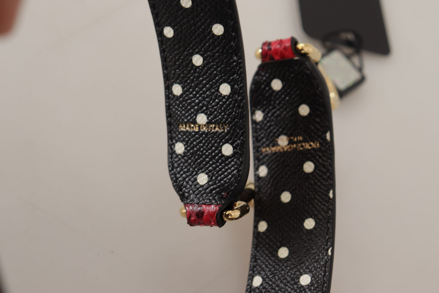 Tracolla reversibile Dolce &amp; Gabbana in pelle di pitone rossa con cristalli