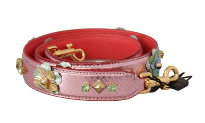 Tracolla in pelle rosa metallizzata con borchie Dolce &amp; Gabbana