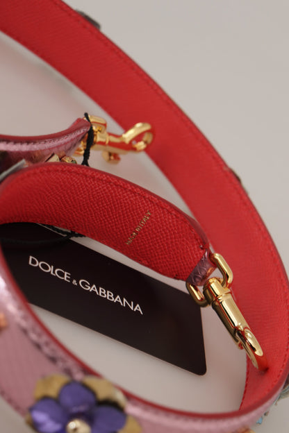 Tracolla in pelle rosa metallizzata con borchie Dolce &amp; Gabbana