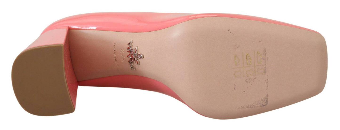 Prada - Décolleté classiche con tacco a blocco in vernice rosa