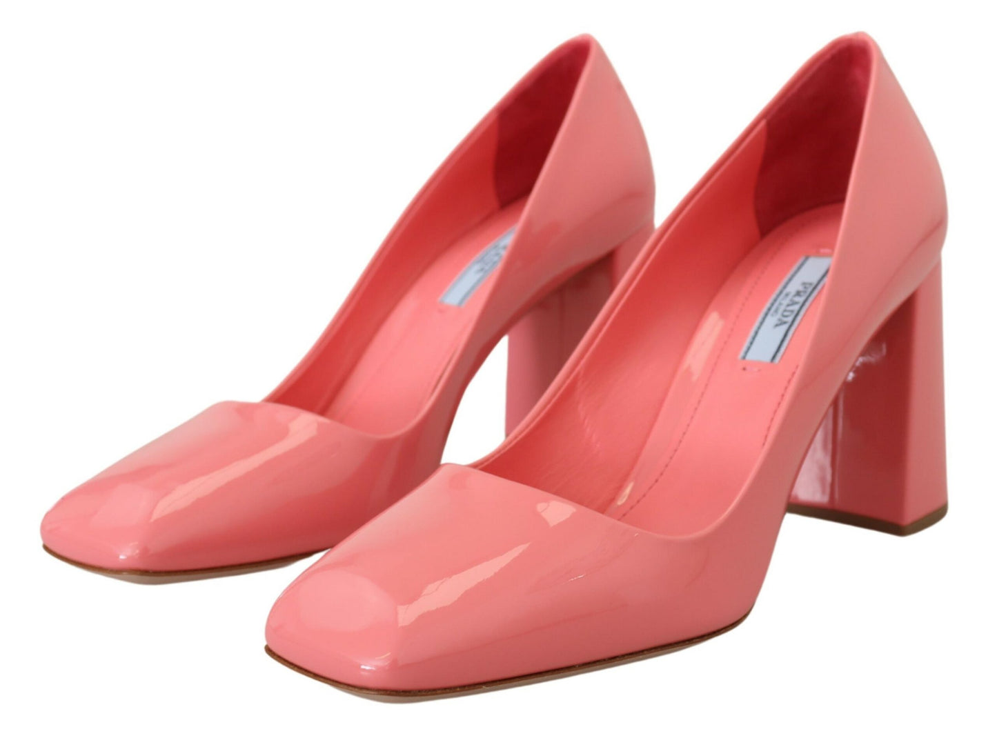 Prada - Décolleté classiche con tacco a blocco in vernice rosa