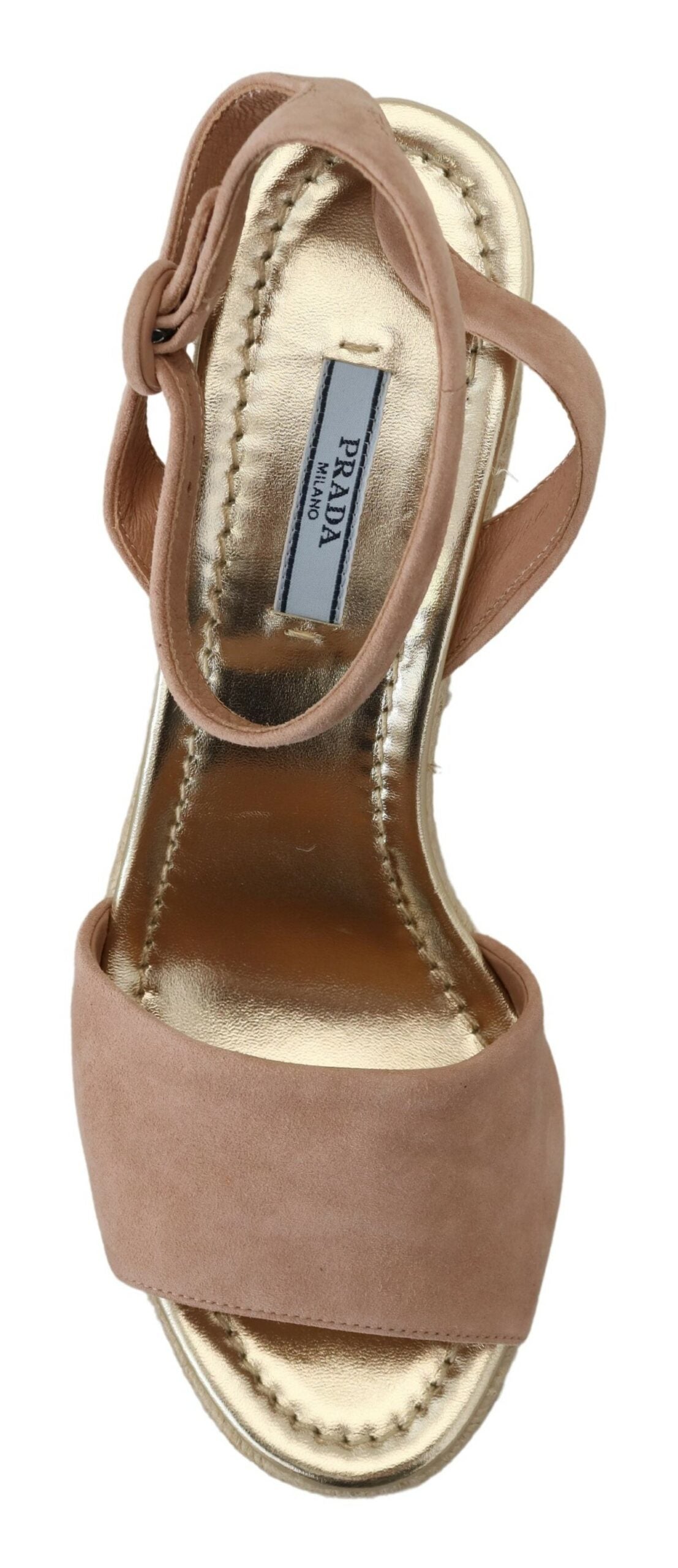 Sandali Prada in pelle scamosciata rosa con cinturino alla caviglia