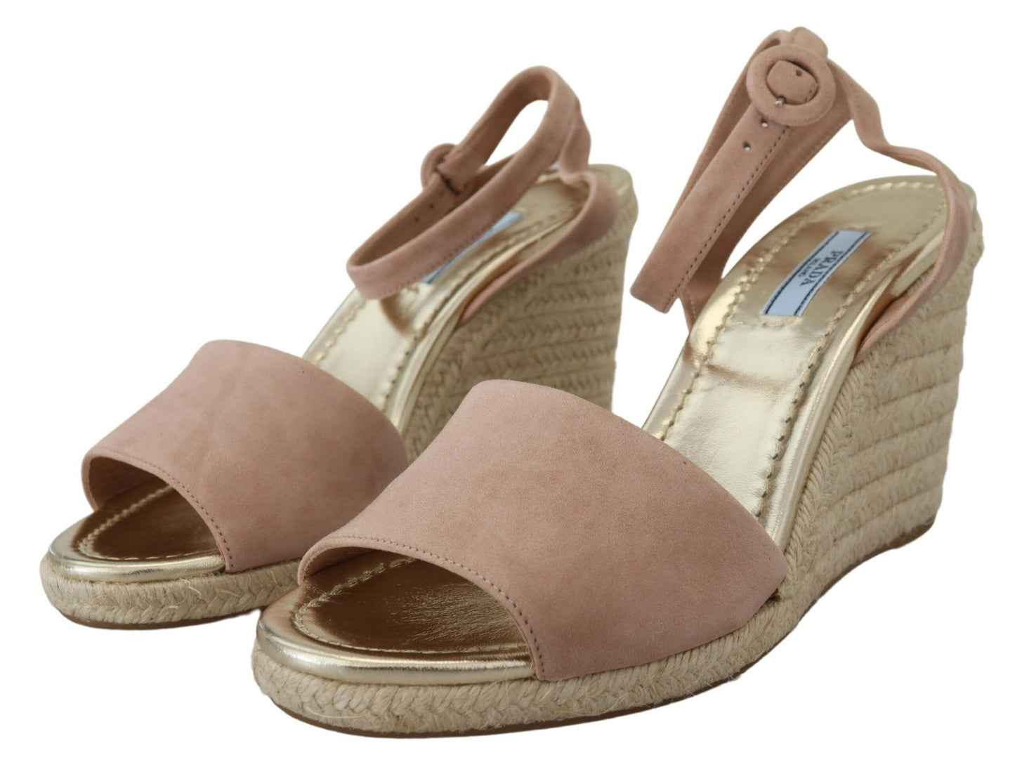 Sandali Prada in pelle scamosciata rosa con cinturino alla caviglia