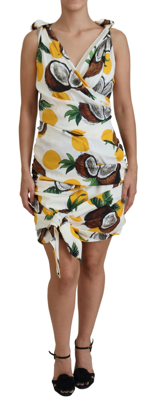 Dolce &amp; Gabbana Mini abito in seta con stampa cocco bianca