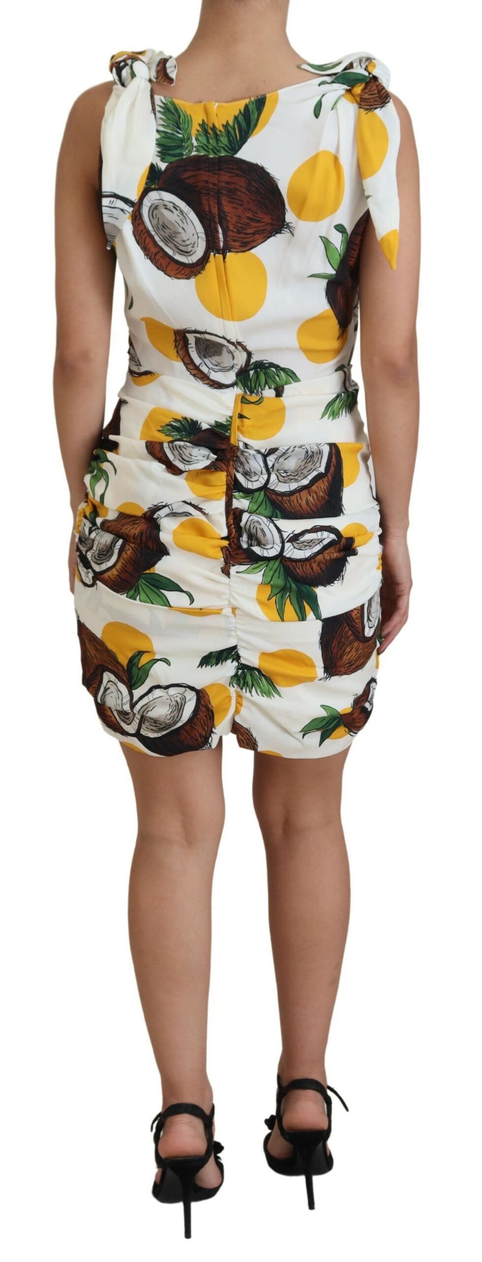 Dolce &amp; Gabbana Mini abito in seta con stampa cocco bianca
