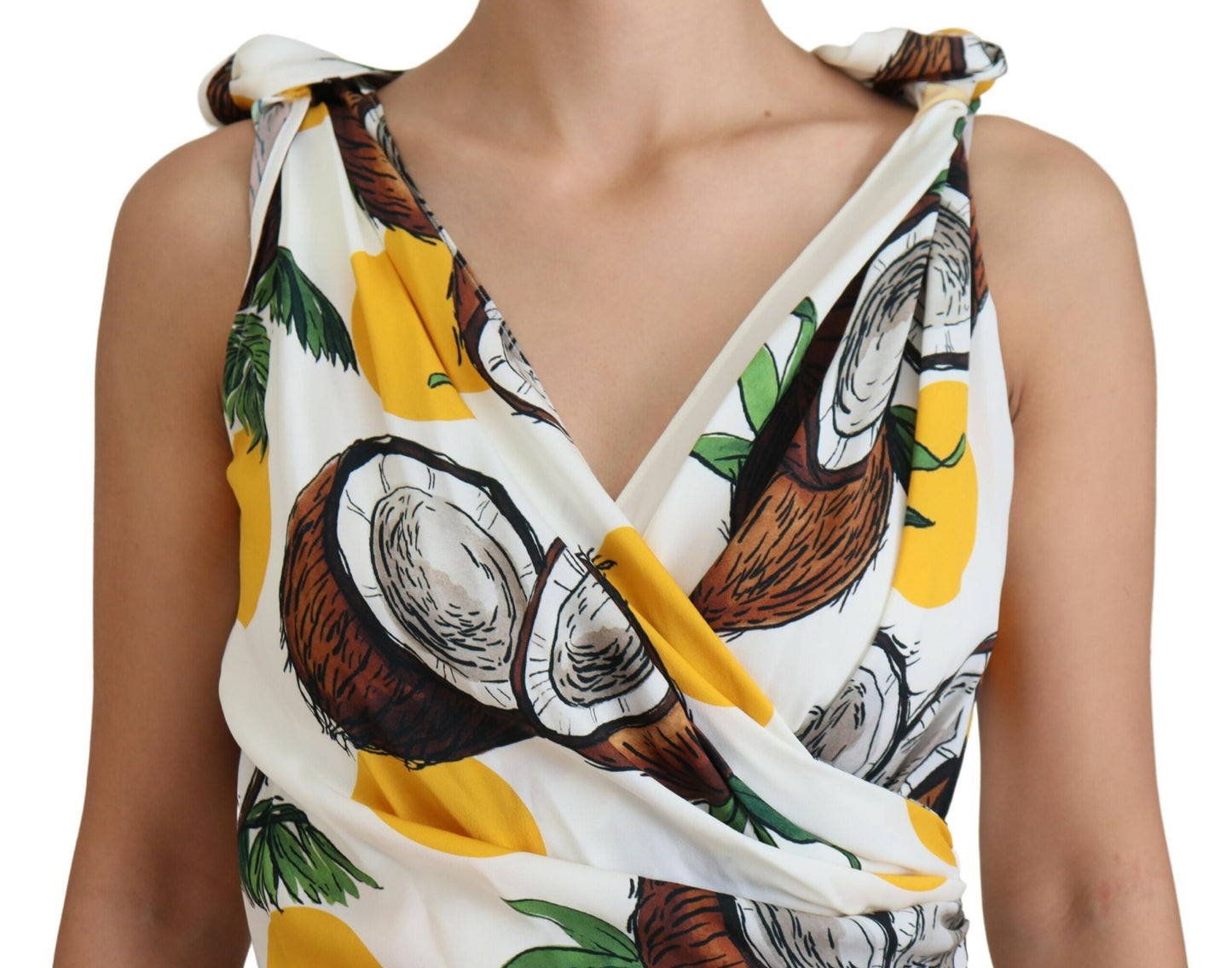 Dolce &amp; Gabbana Mini abito in seta con stampa cocco bianca