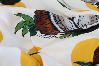 Dolce &amp; Gabbana Mini abito in seta con stampa cocco bianca