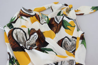 Dolce &amp; Gabbana Mini abito in seta con stampa cocco bianca