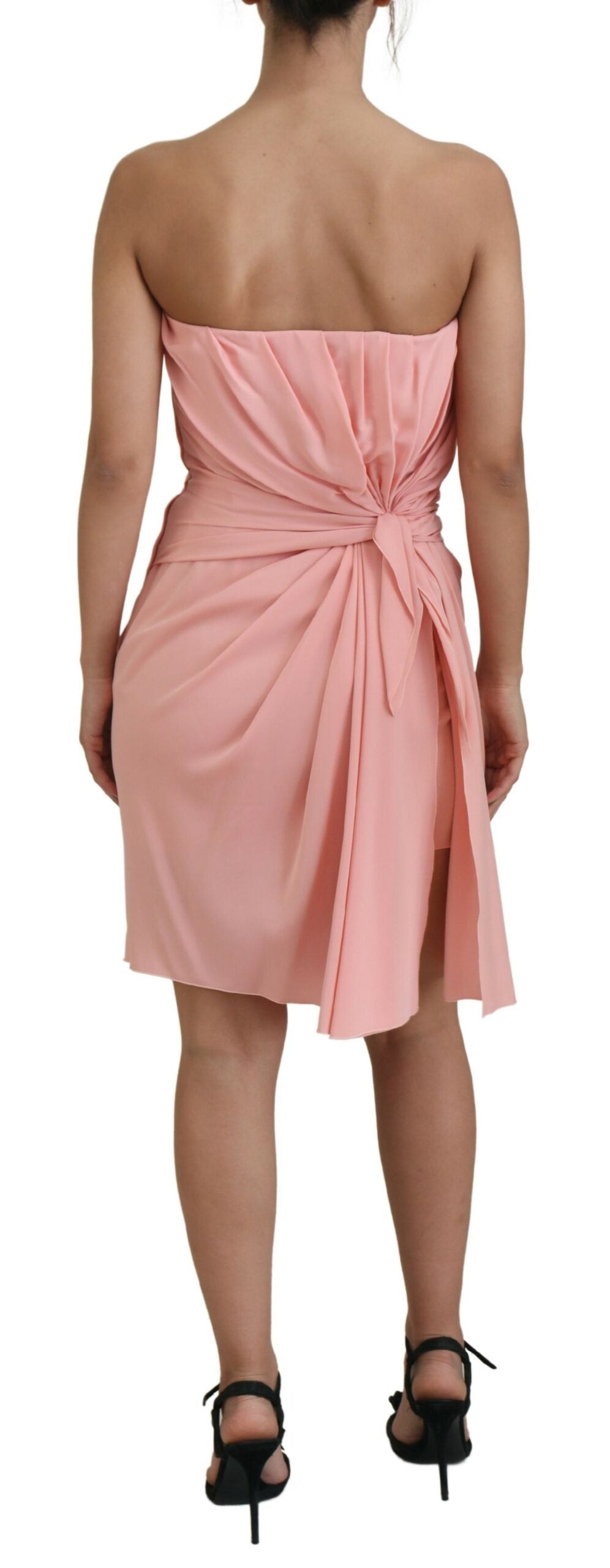 Abito tubino senza spalline in seta elasticizzata rosa Dolce &amp; Gabbana