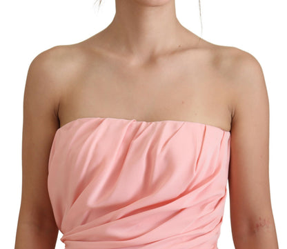 Abito tubino senza spalline in seta elasticizzata rosa Dolce &amp; Gabbana