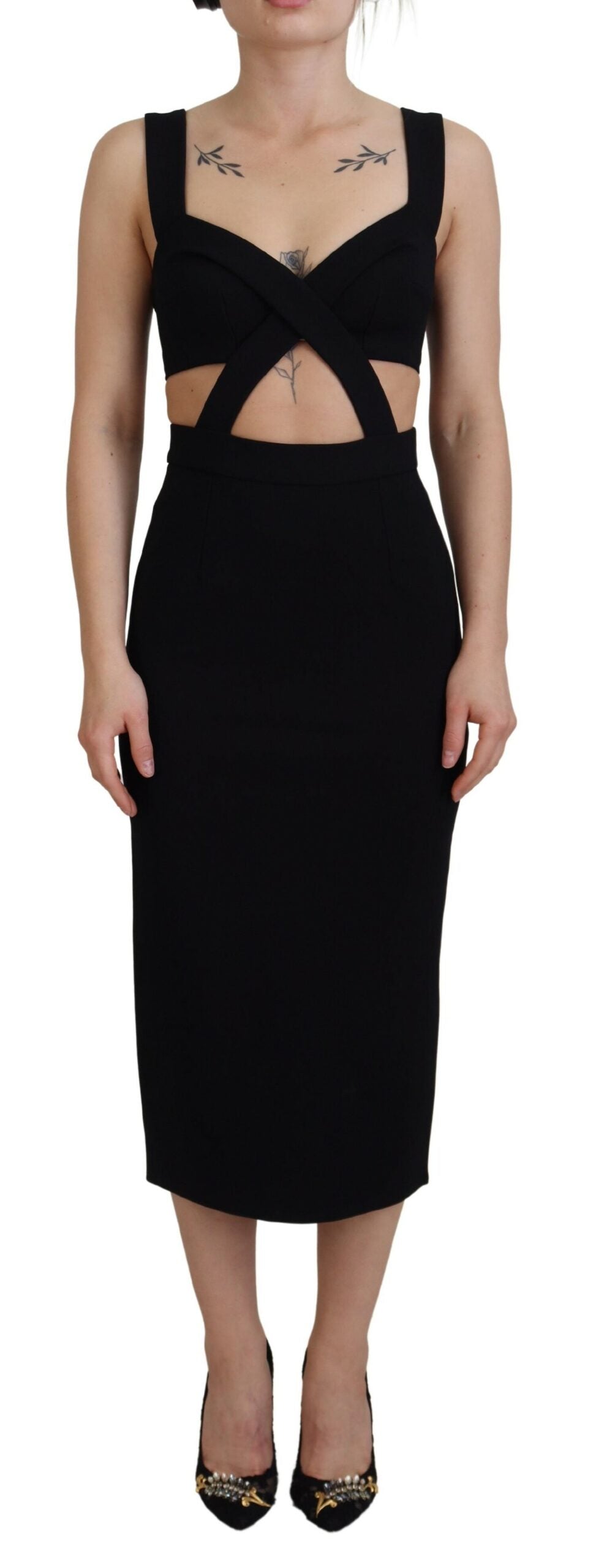 Dolce &amp; Gabbana Abito midi aderente in viscosa nera