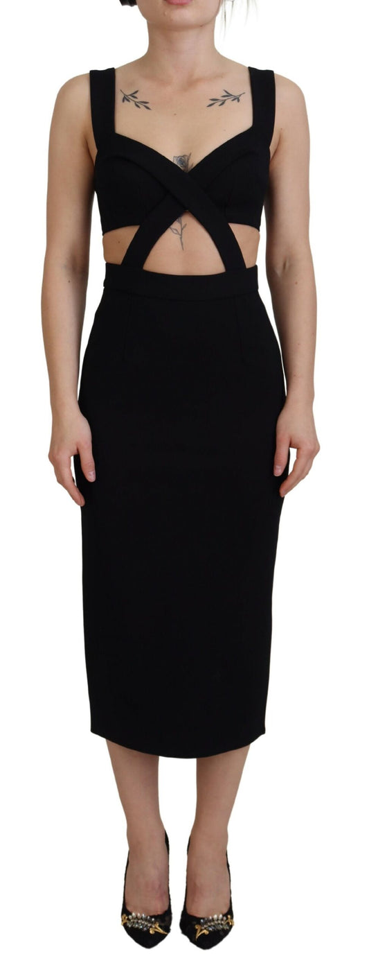 Dolce &amp; Gabbana Abito midi aderente in viscosa nera