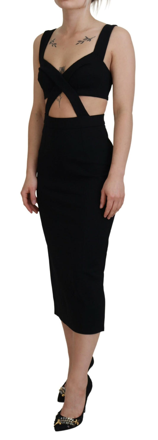 Dolce &amp; Gabbana Abito midi aderente in viscosa nera