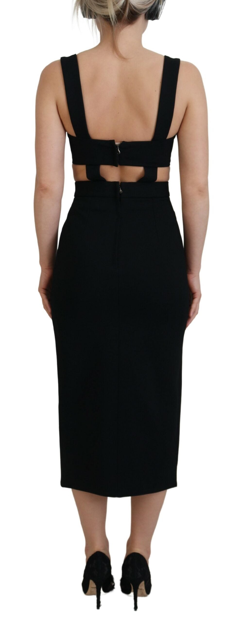 Dolce &amp; Gabbana Abito midi aderente in viscosa nera