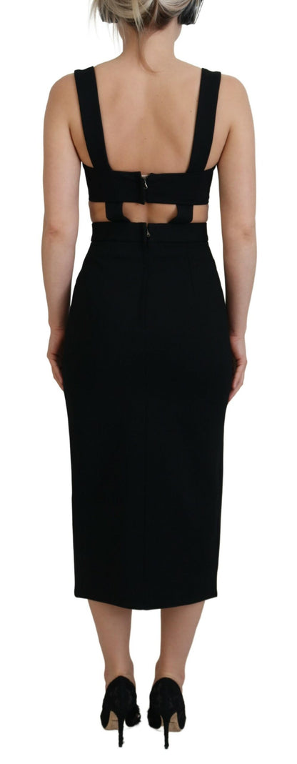 Dolce &amp; Gabbana Abito midi aderente in viscosa nera