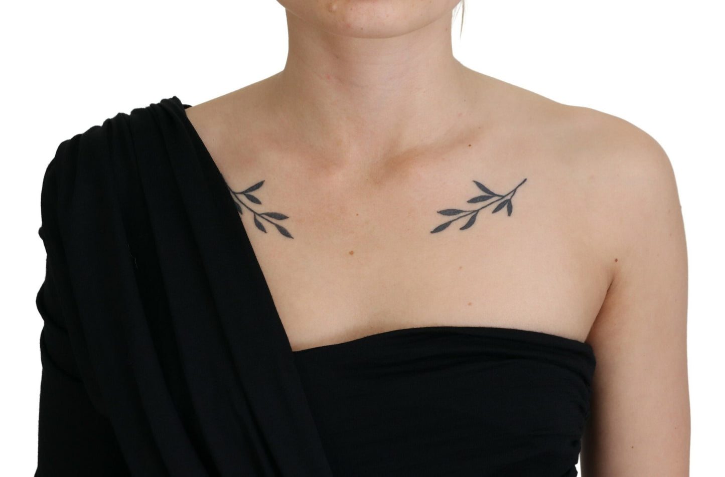 Dolce &amp; Gabbana Abito monospalla in lana con tubino nero