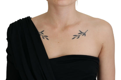 Dolce &amp; Gabbana Abito monospalla in lana con tubino nero