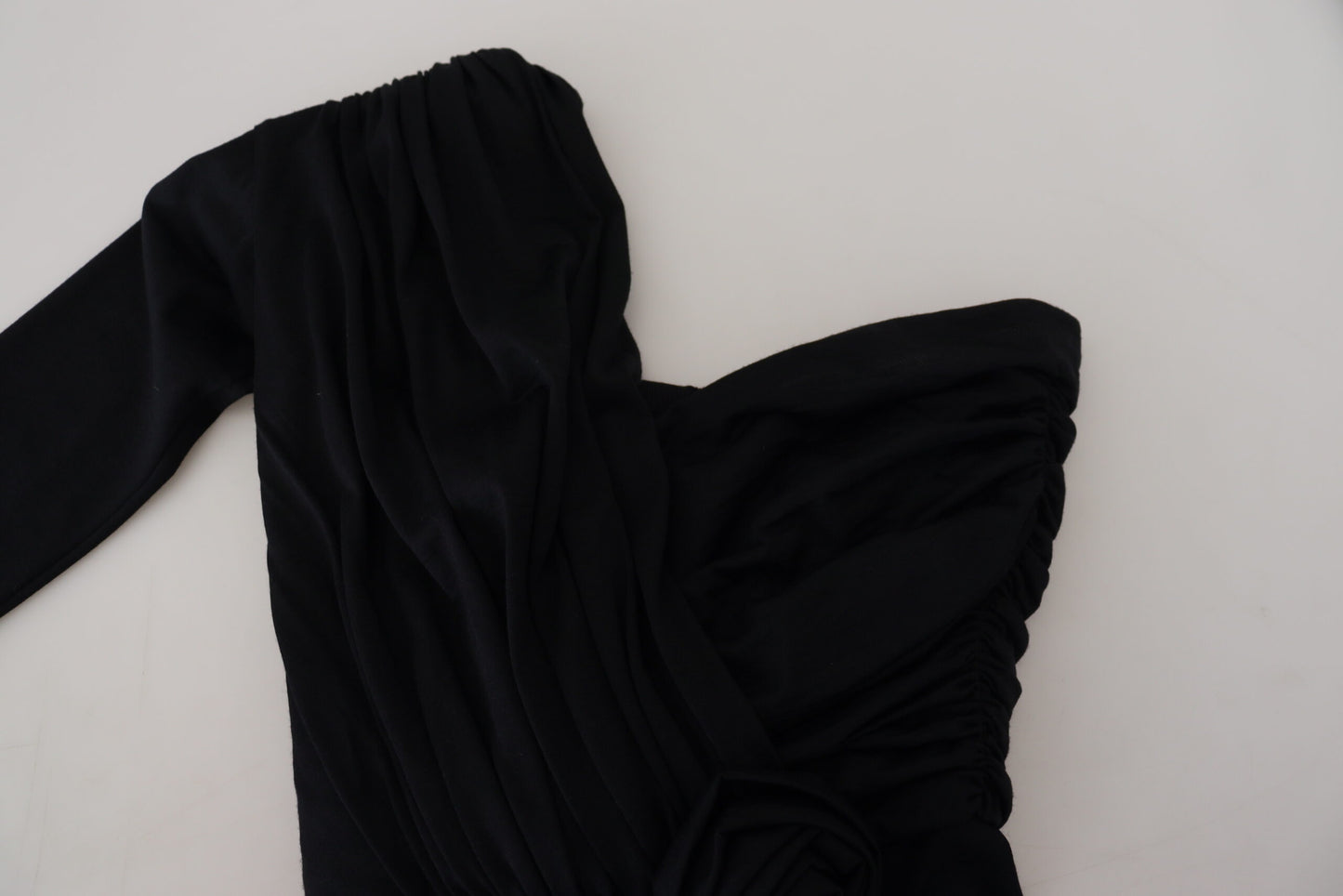 Dolce &amp; Gabbana Abito monospalla in lana con tubino nero