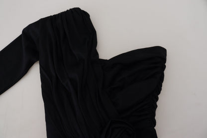 Dolce &amp; Gabbana Abito monospalla in lana con tubino nero