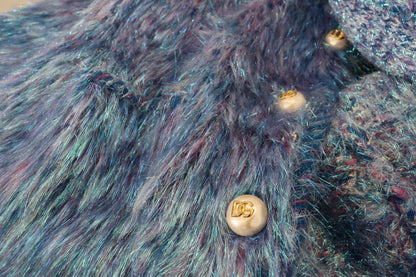 Giacca cappotto con frange in poliestere multicolore Dolce &amp; Gabbana
