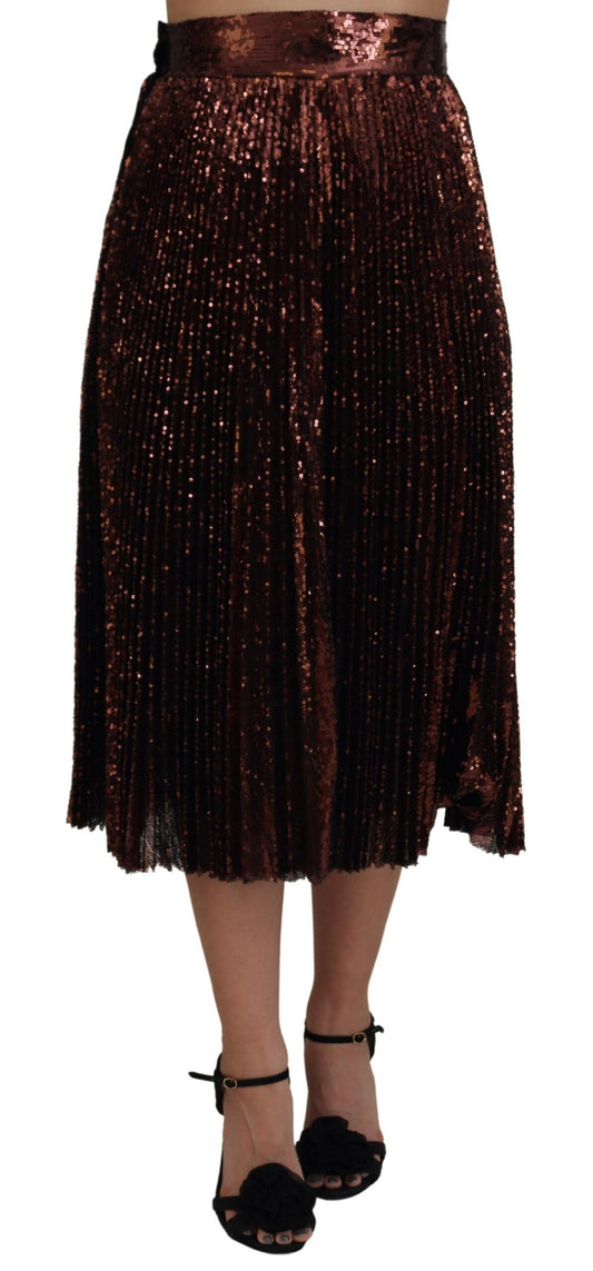 Gonna lunga a trapezio con paillettes color bronzo Dolce &amp; Gabbana
