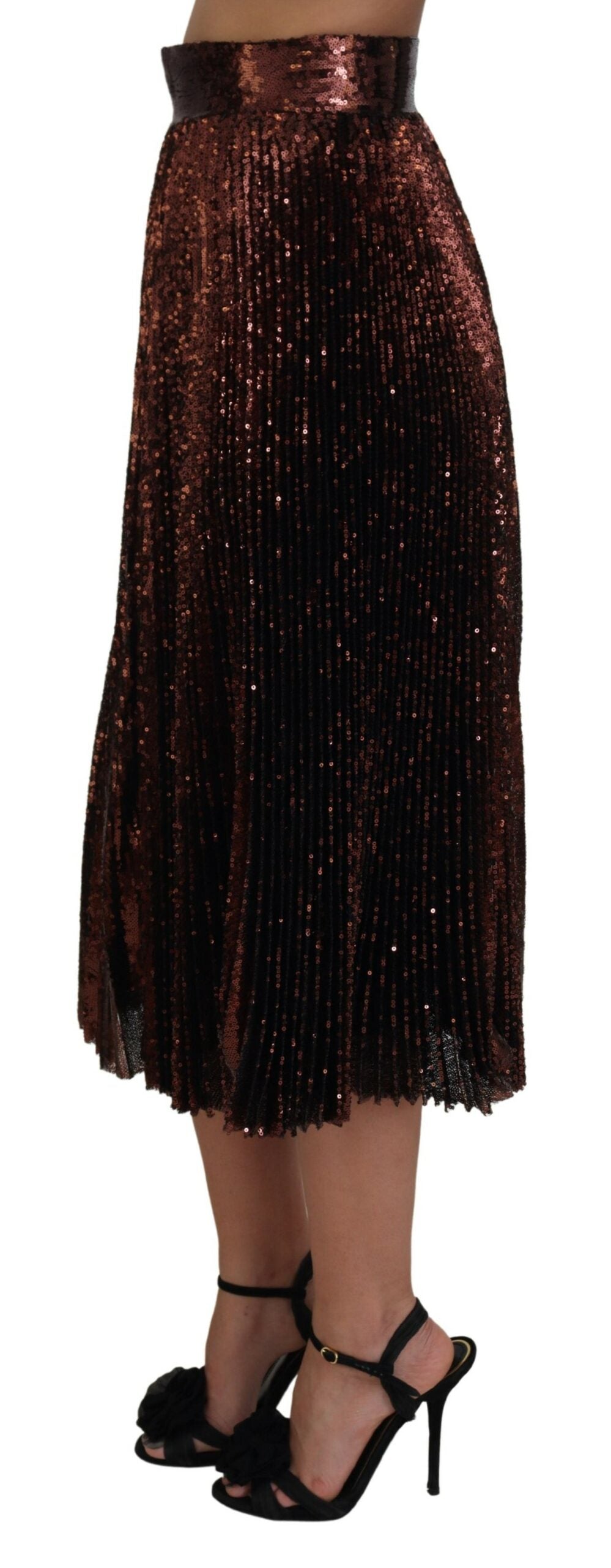 Gonna lunga a trapezio con paillettes color bronzo Dolce &amp; Gabbana