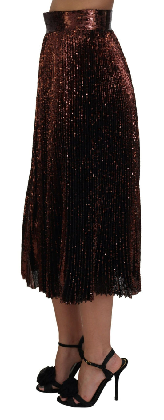 Gonna lunga a trapezio con paillettes color bronzo Dolce &amp; Gabbana