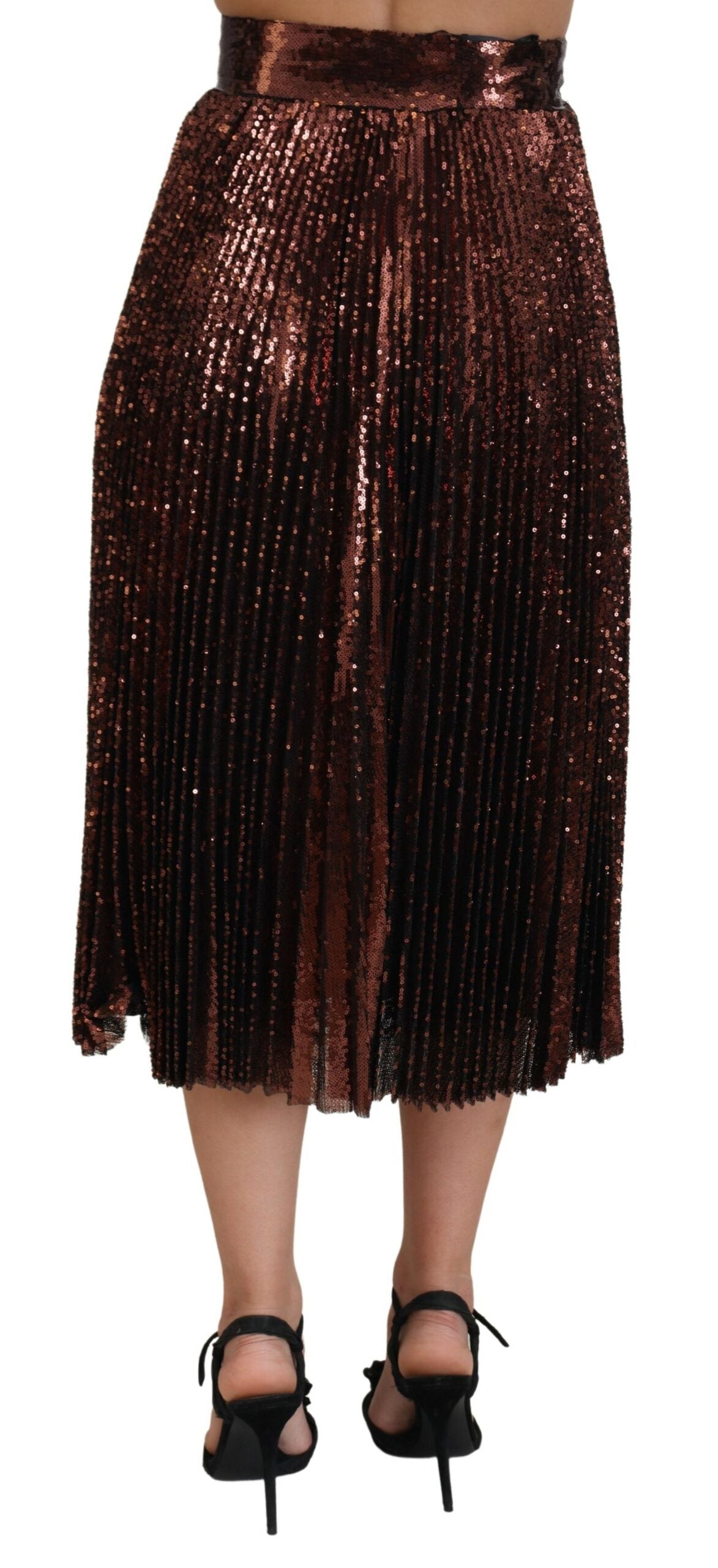 Gonna lunga a trapezio con paillettes color bronzo Dolce &amp; Gabbana