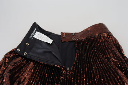 Gonna lunga a trapezio con paillettes color bronzo Dolce &amp; Gabbana