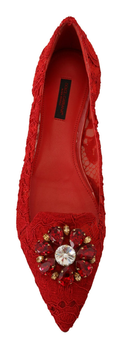 Dolce &amp; Gabbana Mocassini con cristalli rossi Taormina Scarpe basse