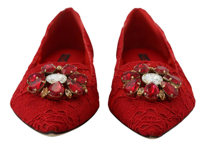 Dolce &amp; Gabbana Mocassini con cristalli rossi Taormina Scarpe basse