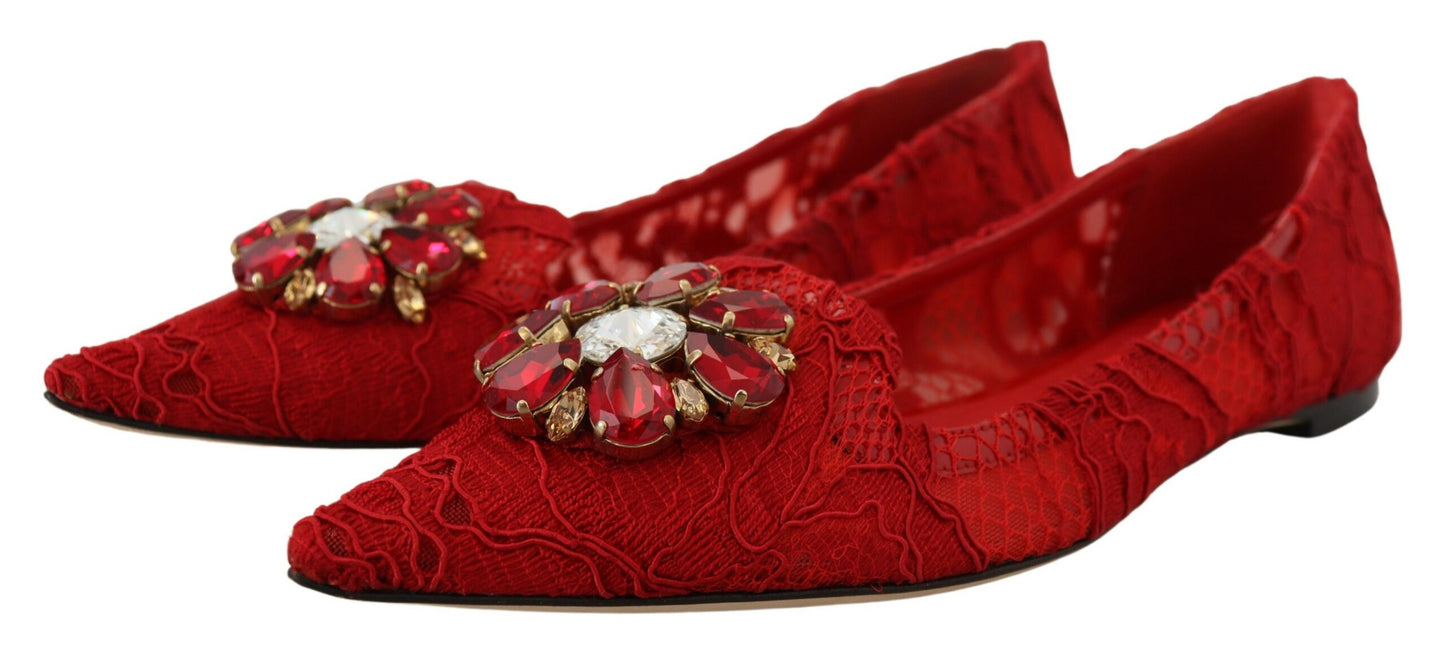 Dolce &amp; Gabbana Mocassini con cristalli rossi Taormina Scarpe basse