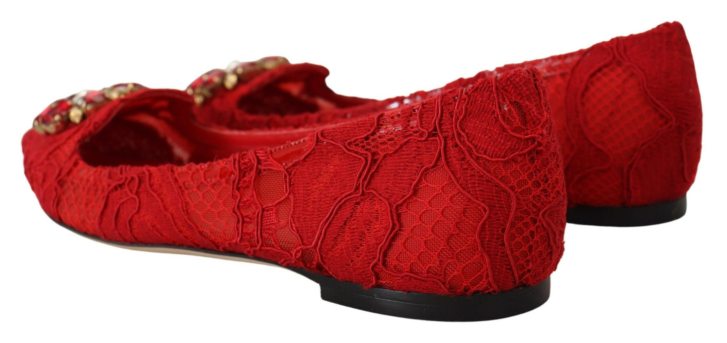 Dolce &amp; Gabbana Mocassini con cristalli rossi Taormina Scarpe basse