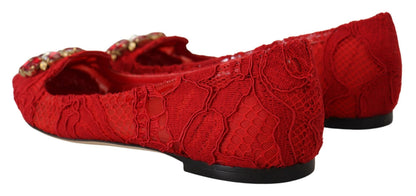 Dolce &amp; Gabbana Mocassini con cristalli rossi Taormina Scarpe basse