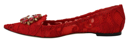 Dolce &amp; Gabbana Mocassini con cristalli rossi Taormina Scarpe basse